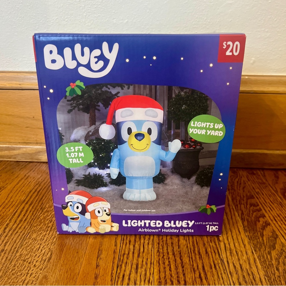 Gemmy 3.5' Disney Bluey in Santa Hat Christmas Indoor/Outdoor Lighted Inflatable
